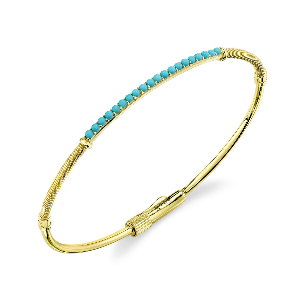 18k Yellow Gold Turquoise Bangle Bracelet