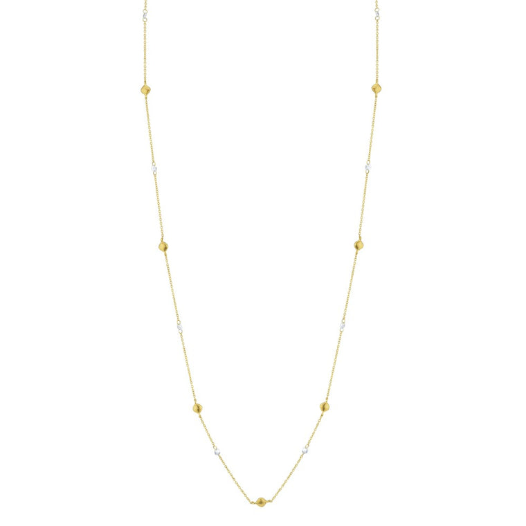 18k Yellow Gold 34' Rose Cut Diamond & Strie Necklace (.57ct)