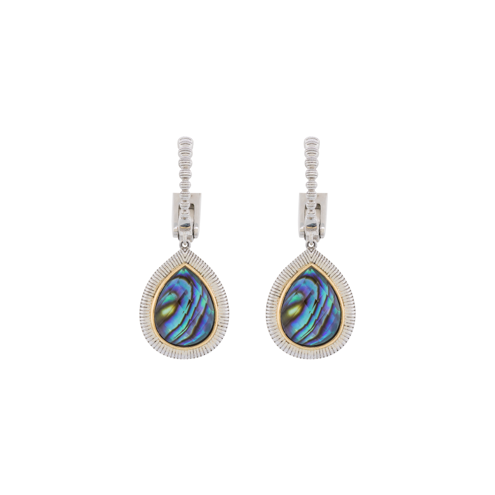 Sterling Silver Pear Shape Abalone Drop Earring (6.90ct)