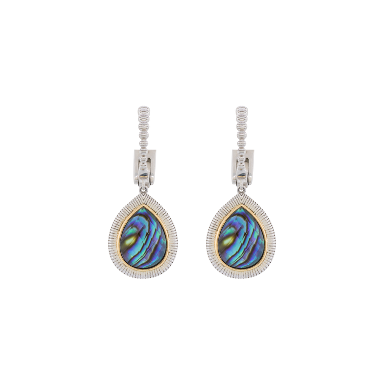 Sterling Silver Pear Shape Abalone Drop Earring (6.90ct)