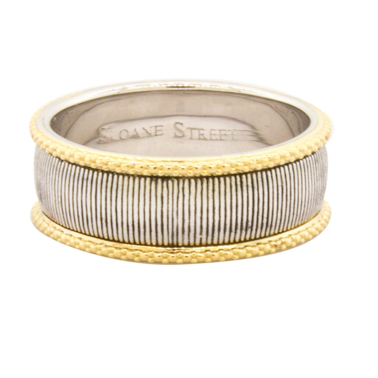 Sterling Silver & 18k Yellow Gold Strie Ring