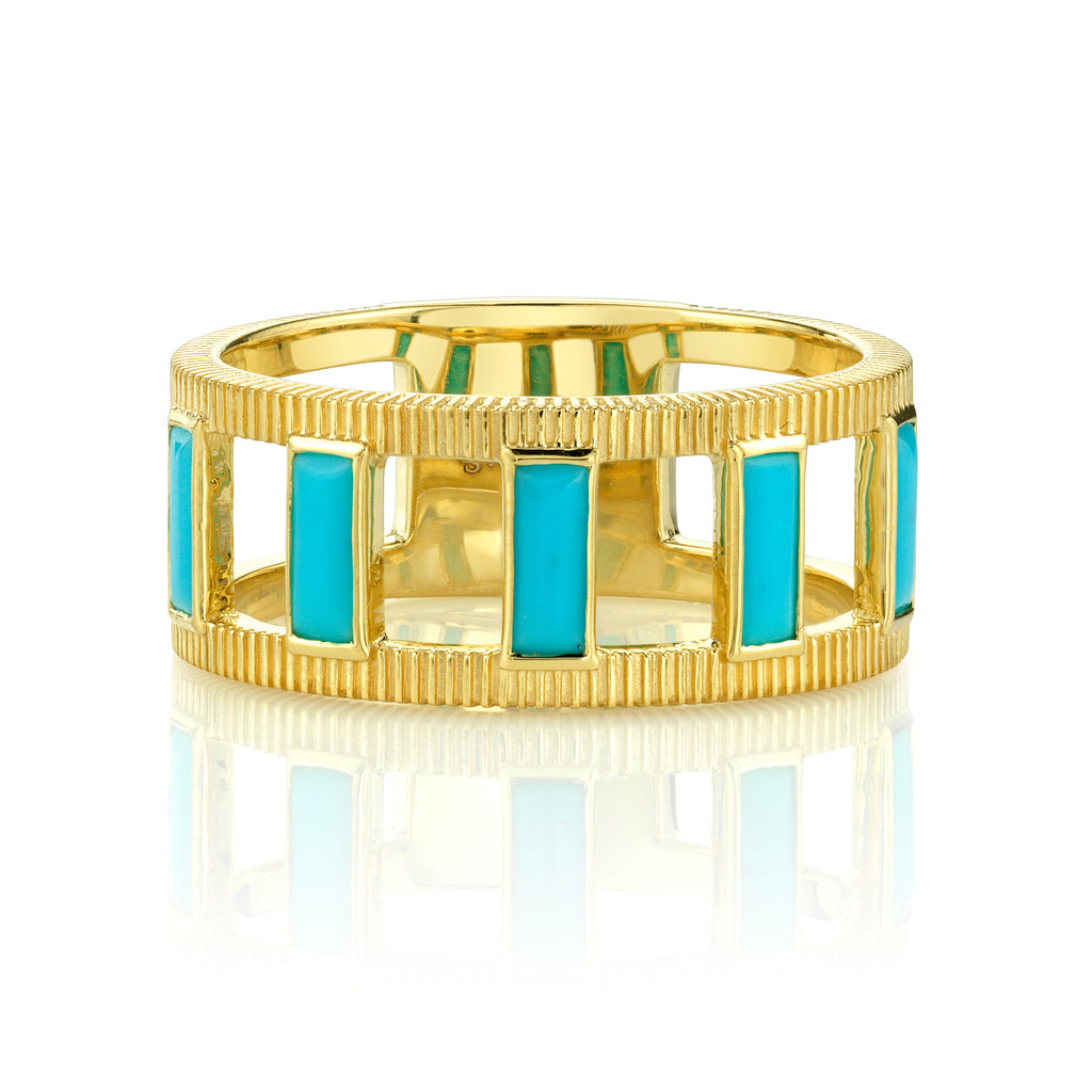 18k Yellow Gold Turquoise & Strie Ring (.51ct)