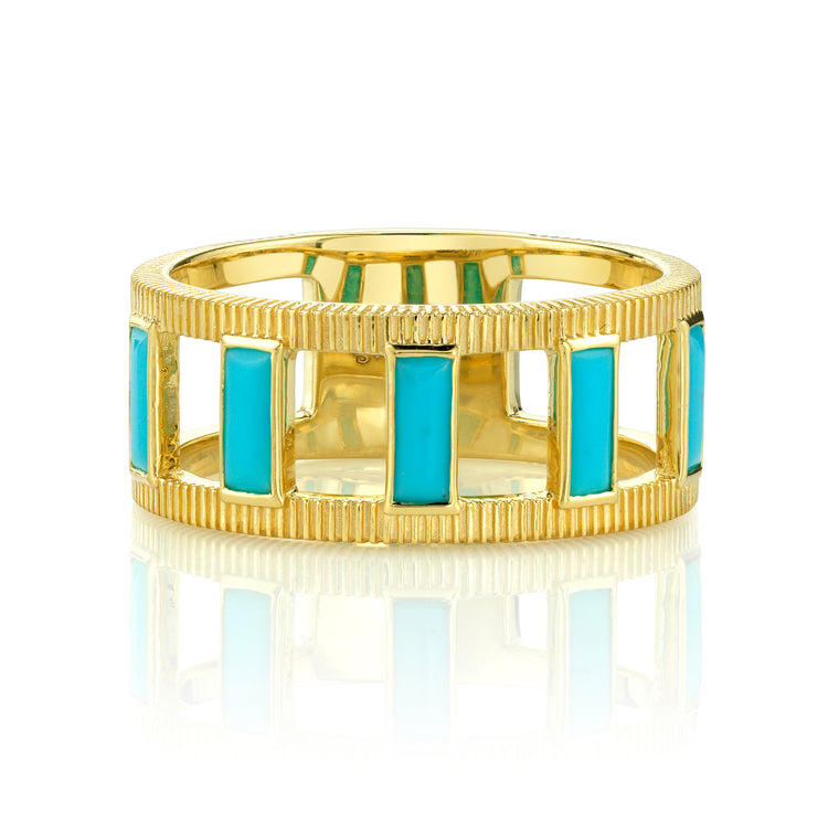 18k Yellow Gold Turquoise & Strie Ring (.51ct)