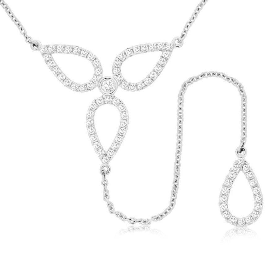 14k White Gold Diamond Drop Lariat Necklace (.55ct)