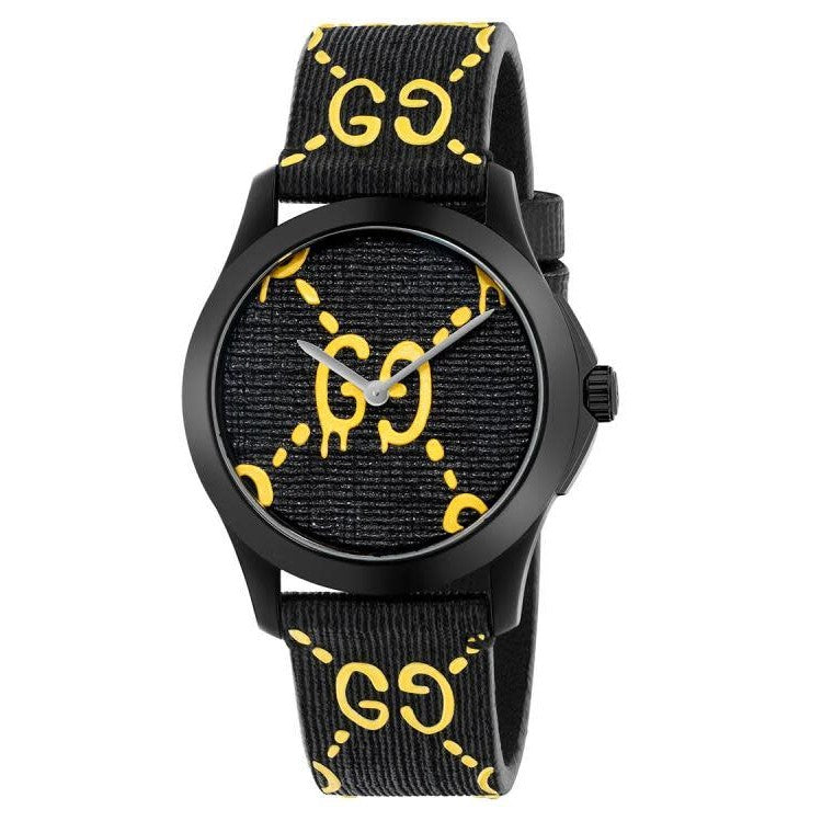 Timeless Medium Black & Yellow GG Logo Watch