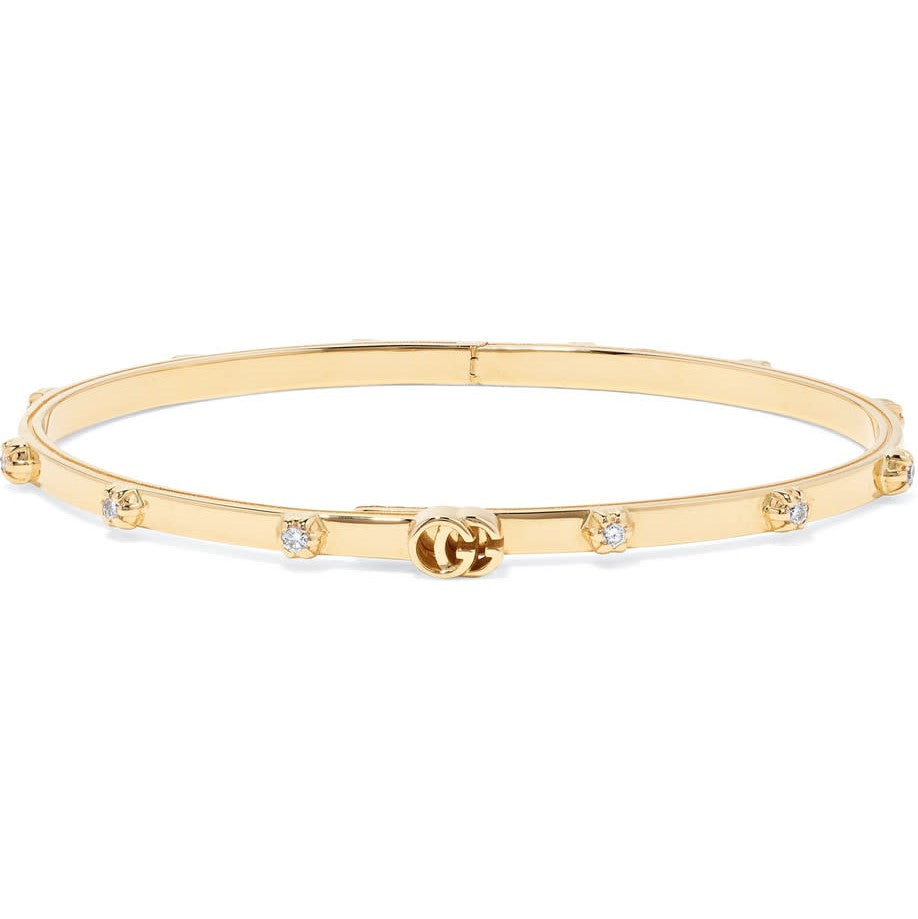 Running G Bangle Bracelet With Diamonds .36 (18k Yellow Gold)