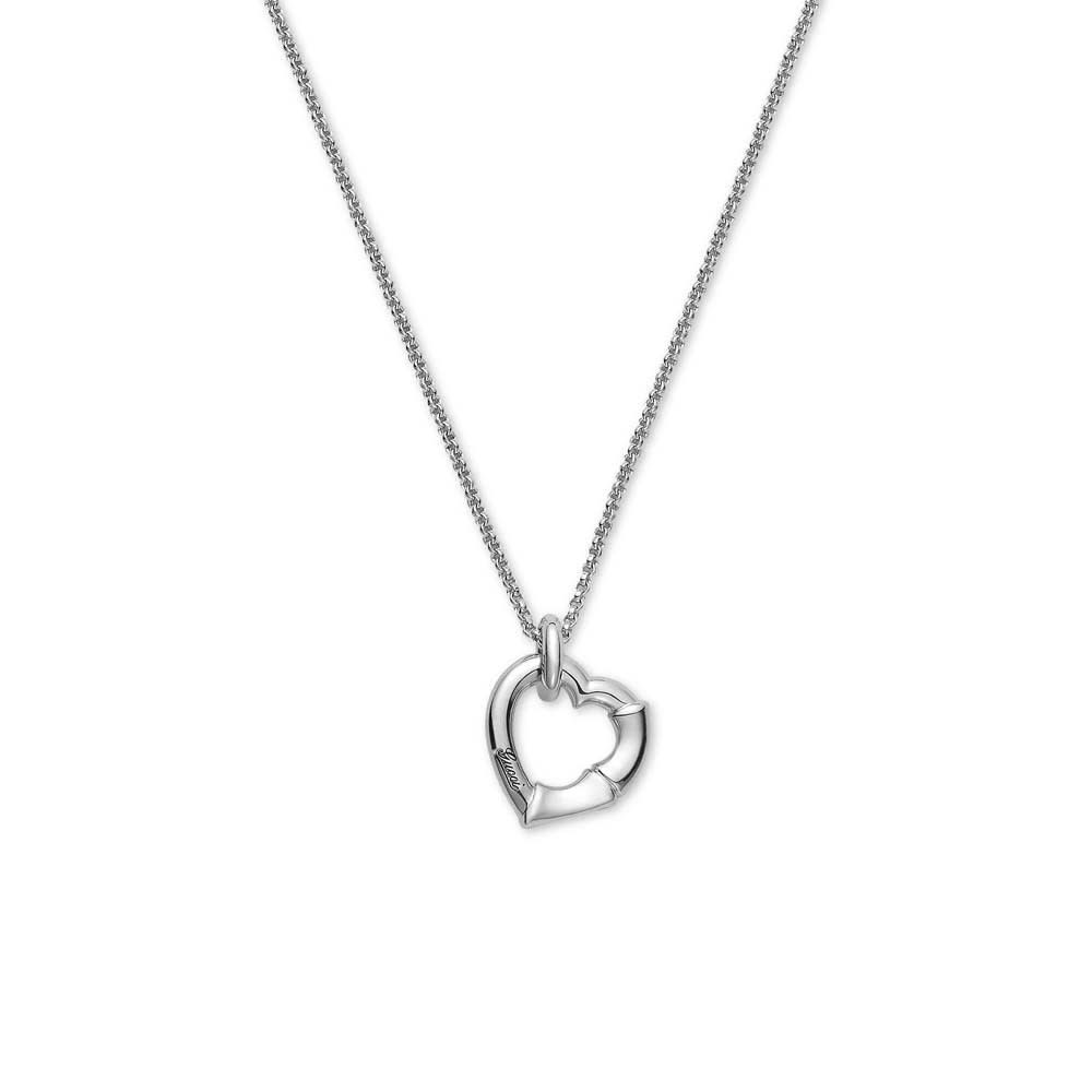 Bamboo Open Heart Necklace (sterling Silver)