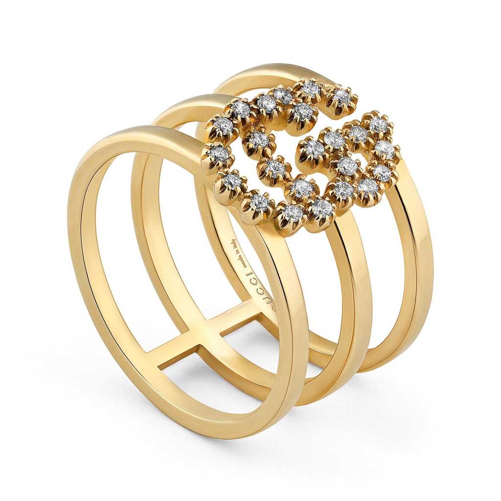 Diamond Running G Phalanx Ring (18k Yellow Gold)