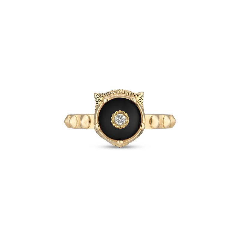Le Marche Des Merveilles Black Onyx & Diamond Ring (18k Yellow Gold)