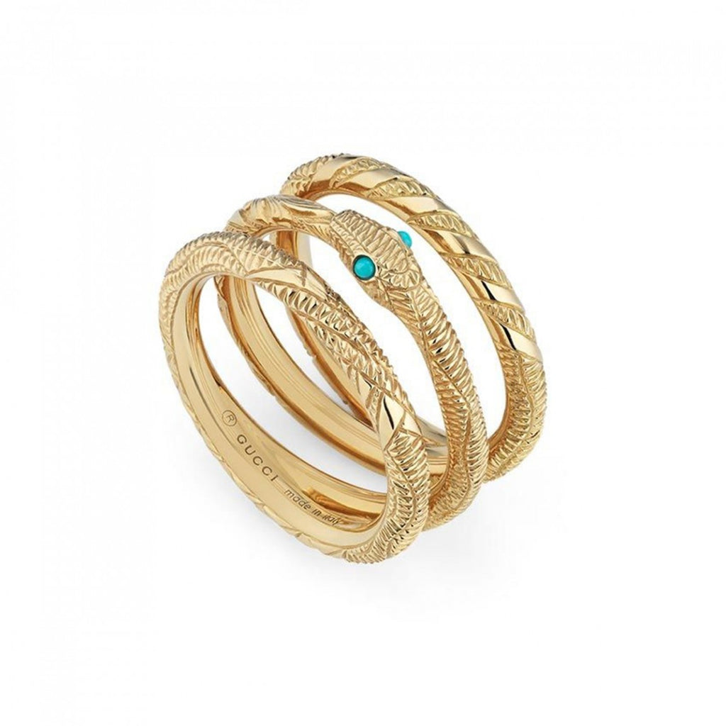 Ouroboros Wrap Around Turquoise Ring (18k Yellow Gold)