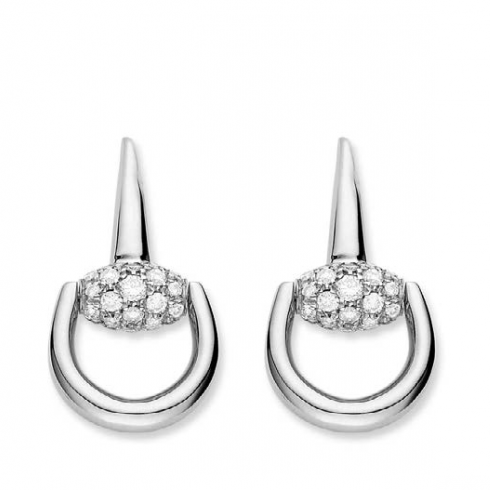 Horsebit Studs Earrings With Diamonds .85ct (18k White Gold)