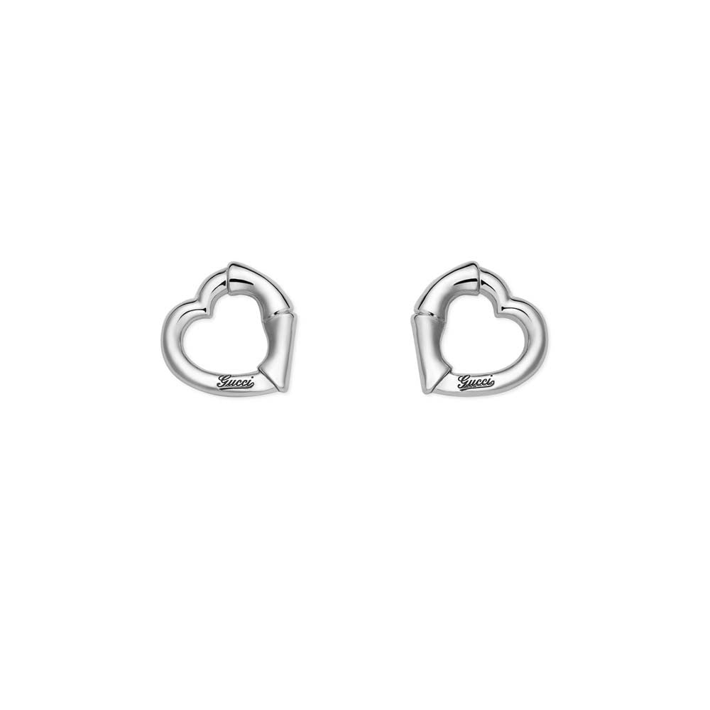 Bamboo Open Heart Earrings (sterling Silver)