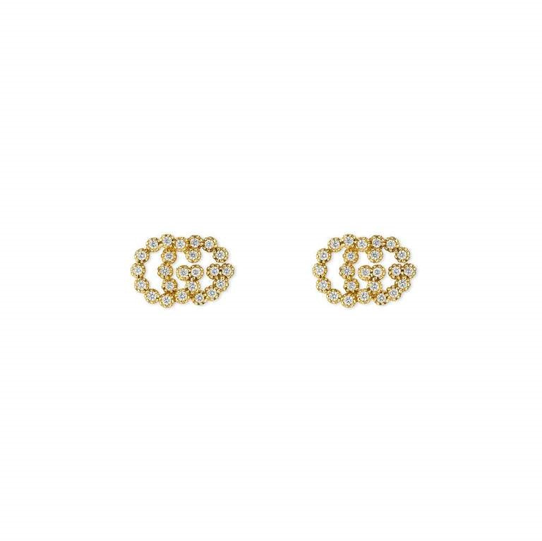 Diamond Running G Studs (18k Yellow Gold)