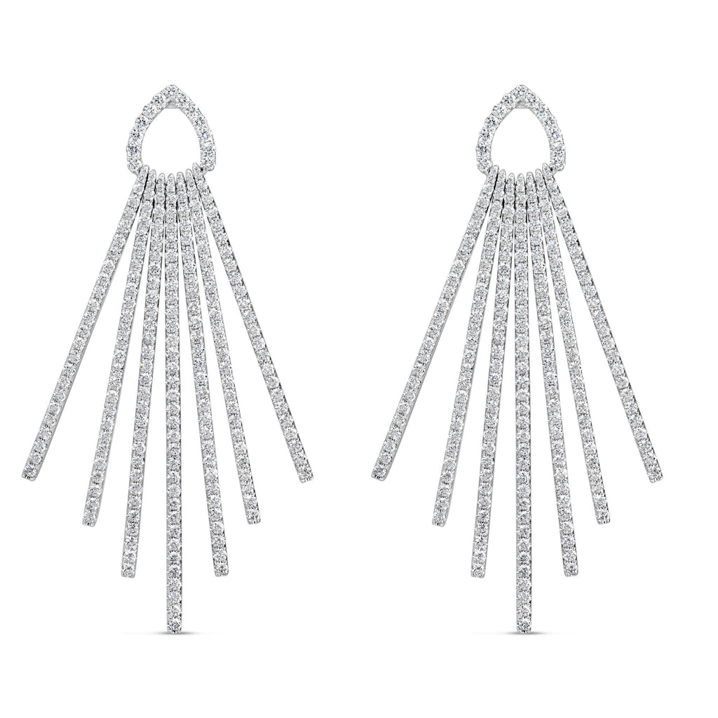18k White Gold 4.44ct Diamond Spray Style Earrings