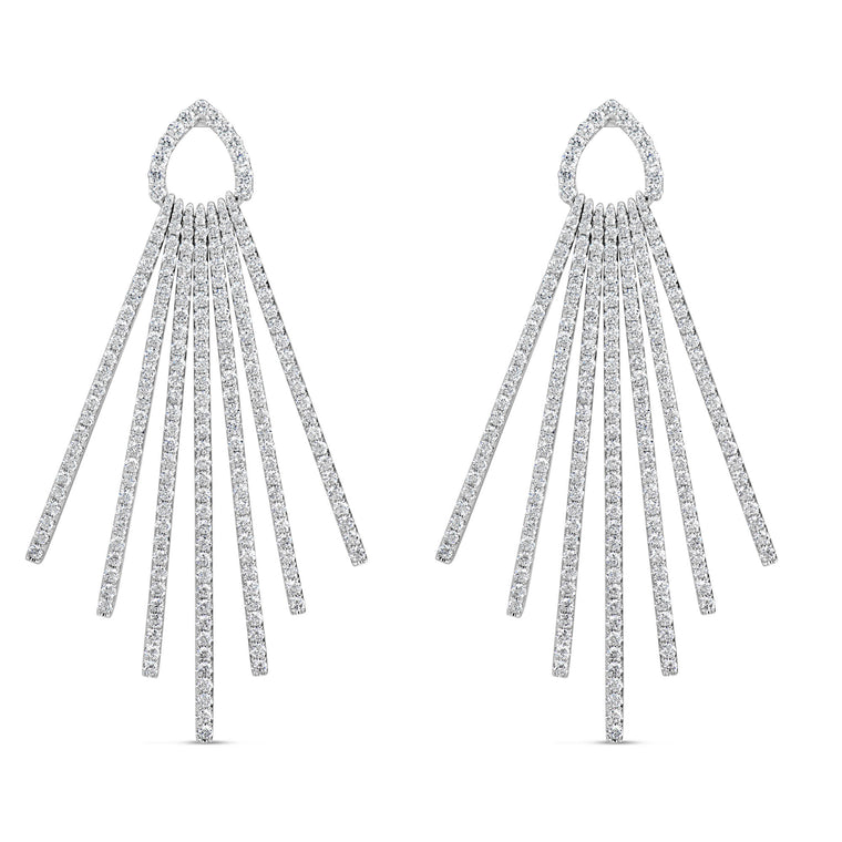 18k White Gold 4.44ct Diamond Spray Style Earrings