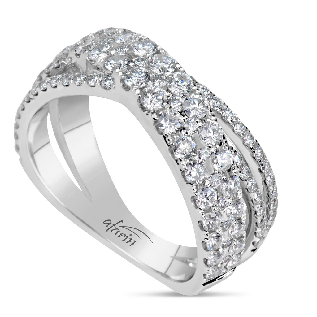 18k White Gold Diamond "X" Ring (1.26ct)