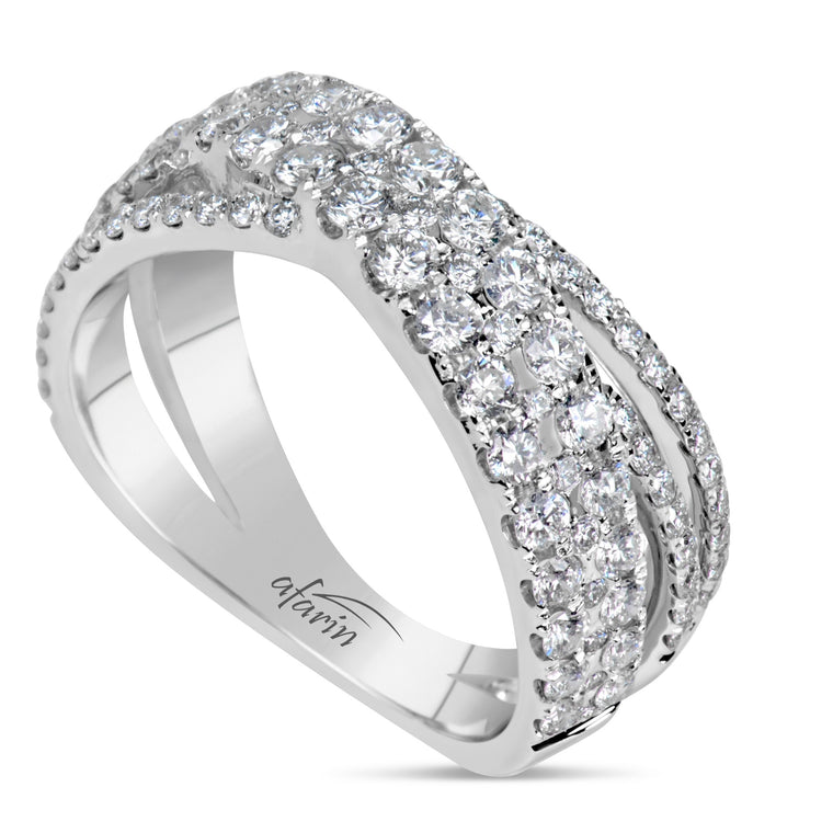 18k White Gold Diamond "X" Ring (1.26ct)