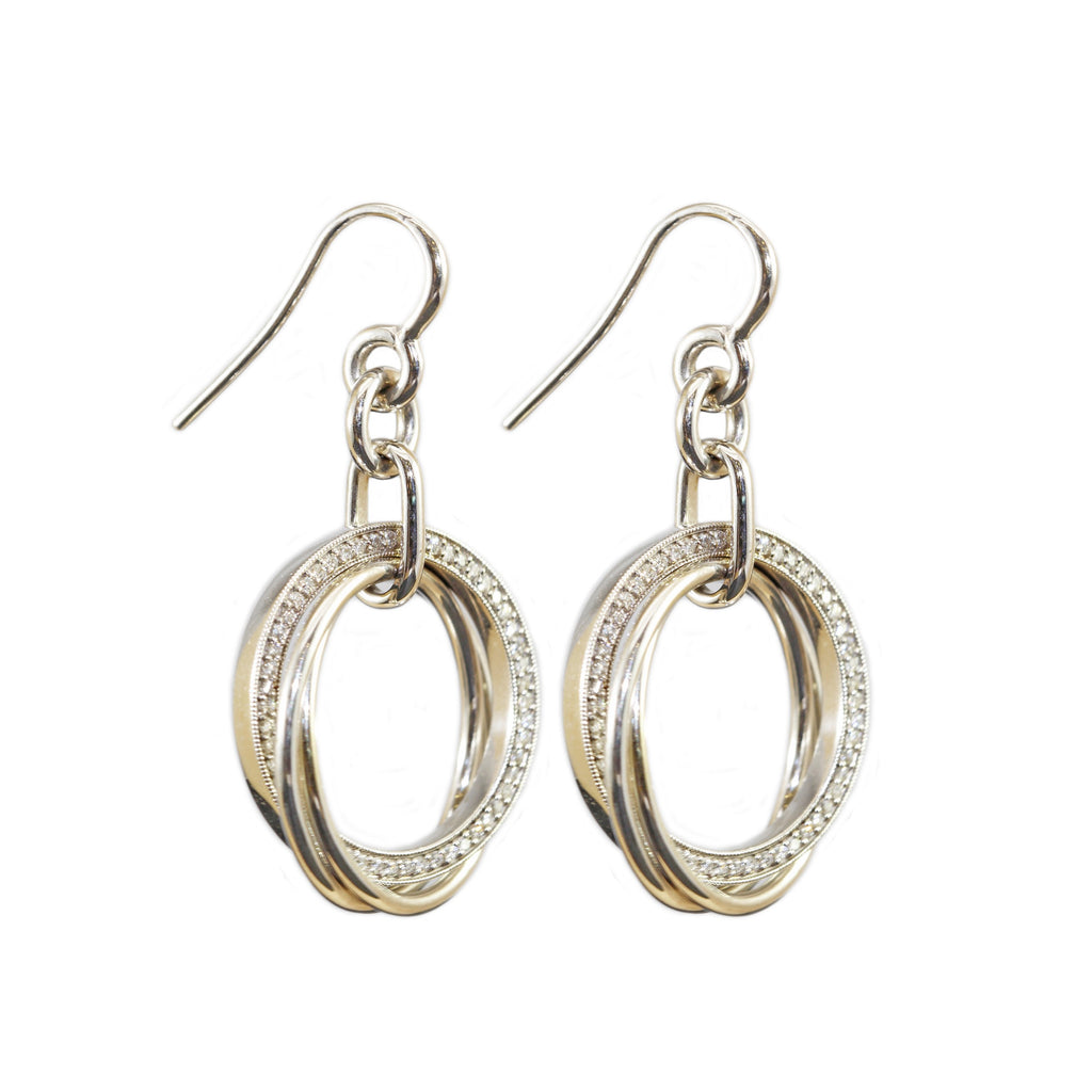 14k White Gold Round Multi Circle Diamond Earrings (.54ct)