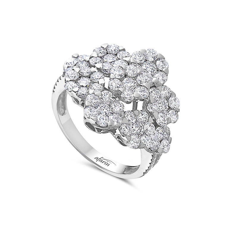 18k White Gold Diamond Illusion Cluster Ring (2.58ct)