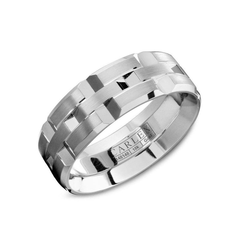 18k White Gold 7.5MM Comfort Fit Band Sz 6 (Carlex)