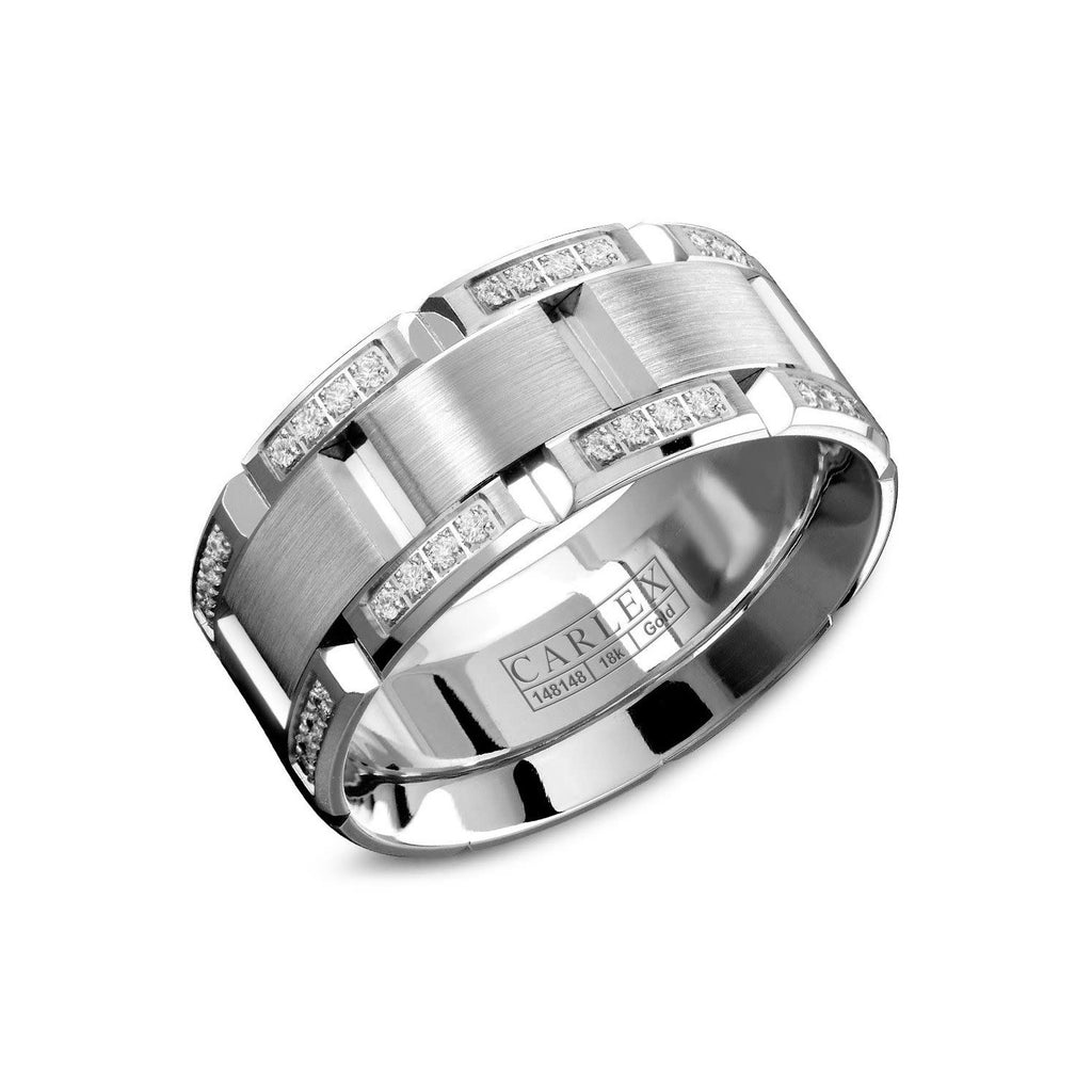 18k White Gold Band with Diamonds .48ct 7.5MM Cfit Size 6