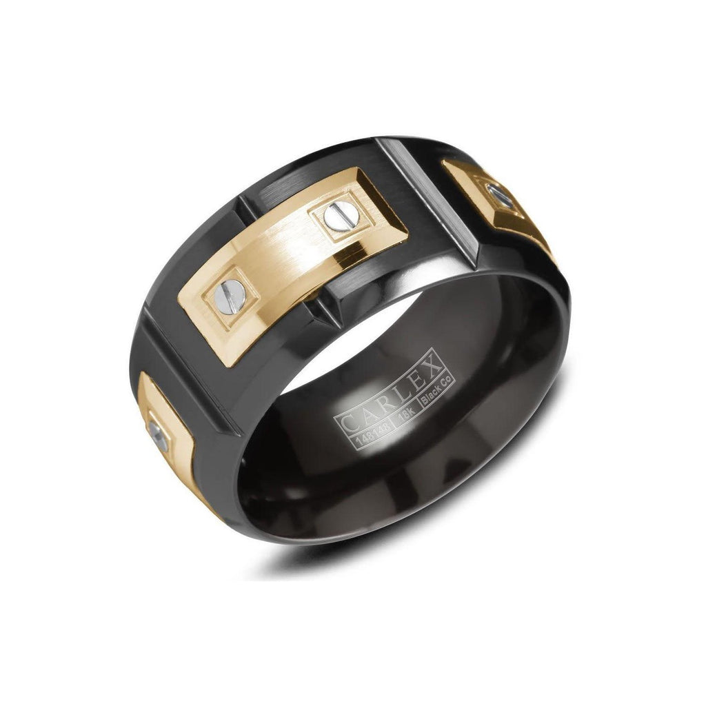 18k Yellow Gold & Black Cobalt 11MM Band Sz 10 (Carlex)