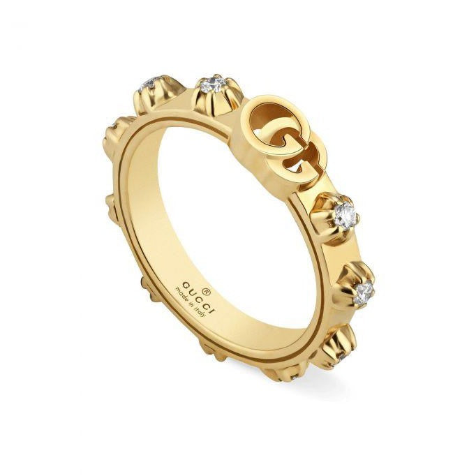 Diamond Running G Band Ring (18k Yellow Gold)