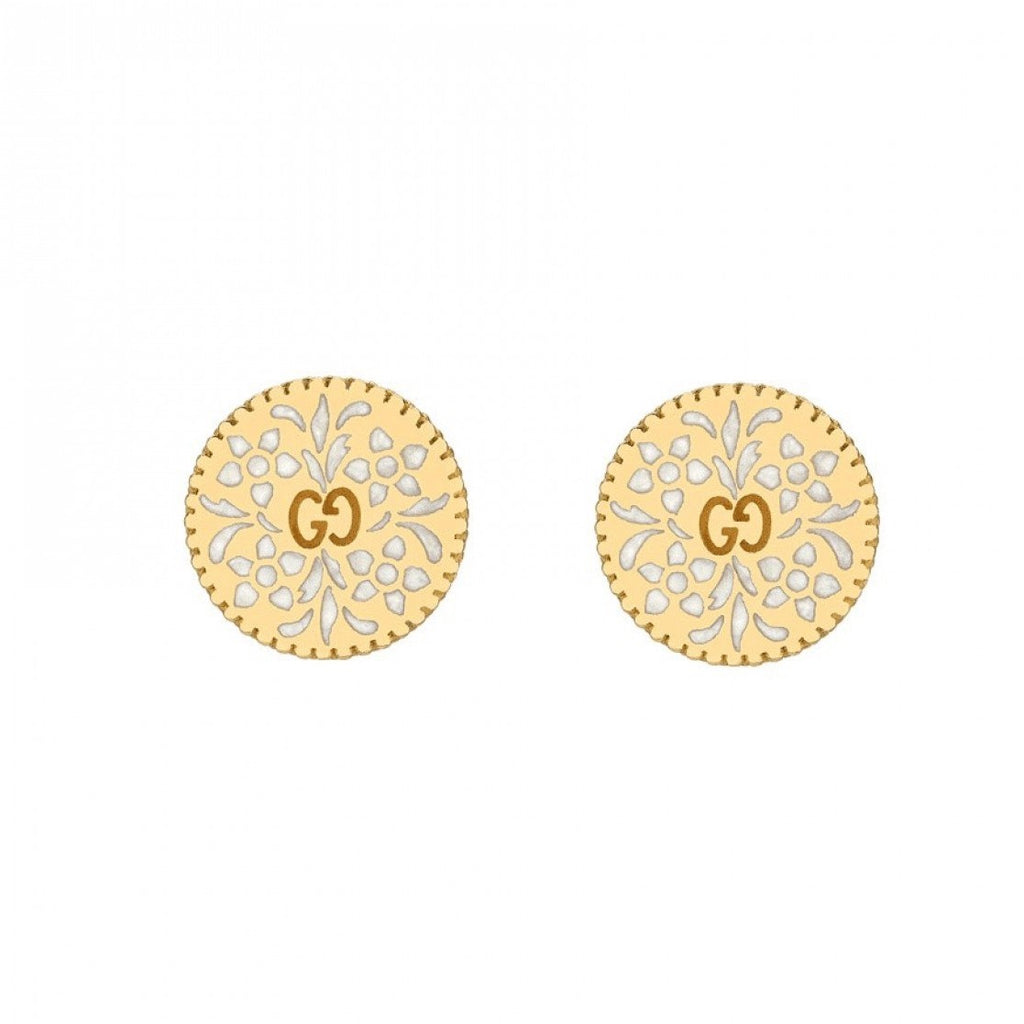 Icon Blooms Stud Earrings White Enamel (18k Yellow Gold)