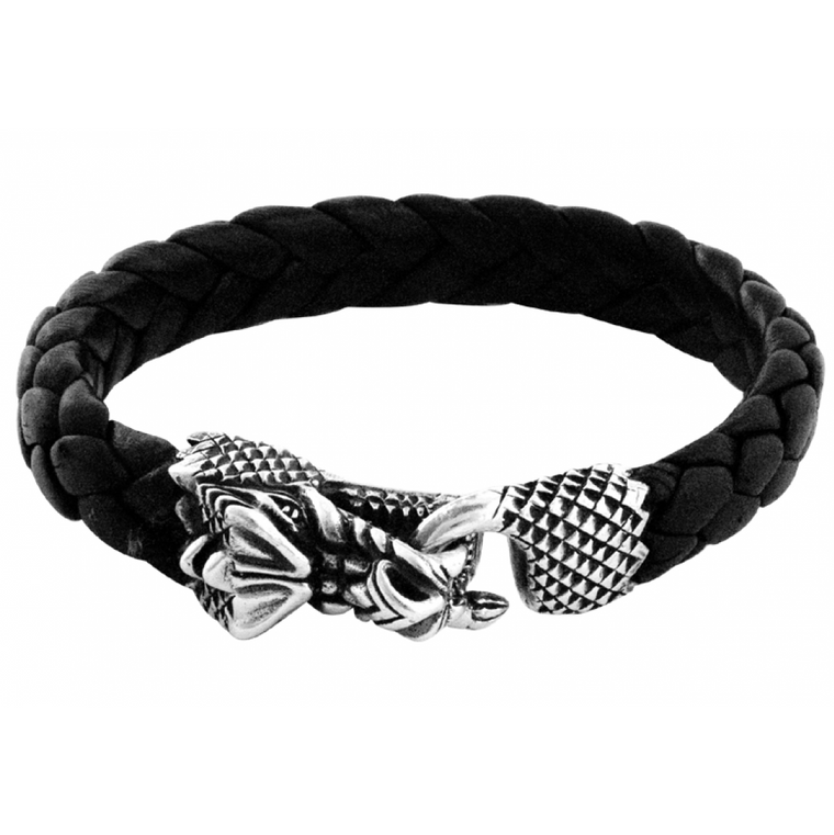 Leather Bracelet With Silver Dragon (king Baby)