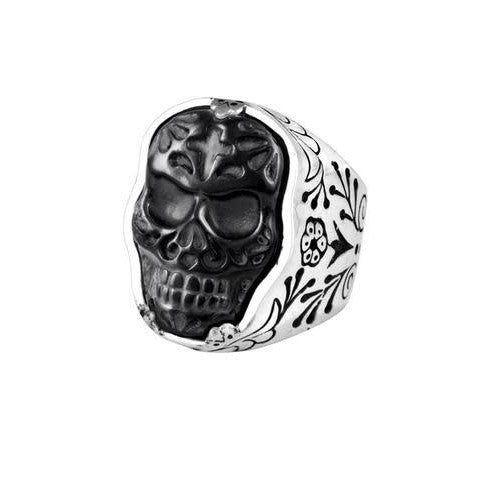 Jet Day of the Dead Skull Ring Size 10 (King Baby)