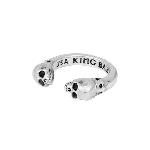 KIN01045 - SS OPEN RING W/SKULLS