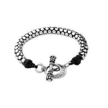 Leather & Sterling Silver Snake Bracelet (King Baby)