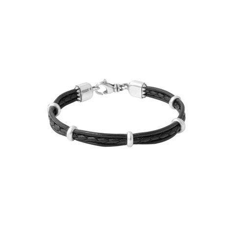 Multi Strand Leather Bracelet With Silver Beads (King Baby)