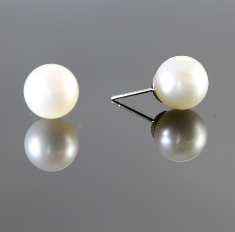 10-11MM South Sea Pearls on 14k Yellow Gold Cups Earrings