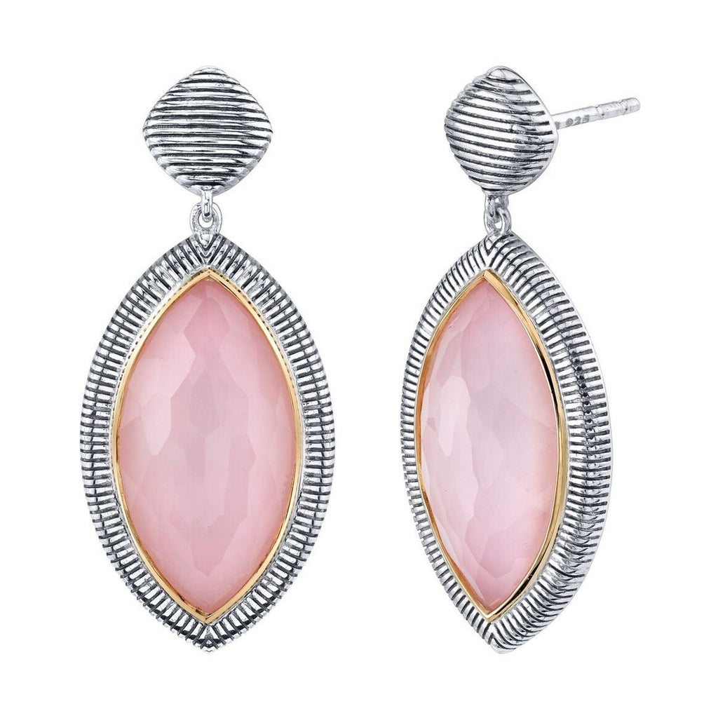 Sterling Silver Pink Opal Marquise Single Drop Earring