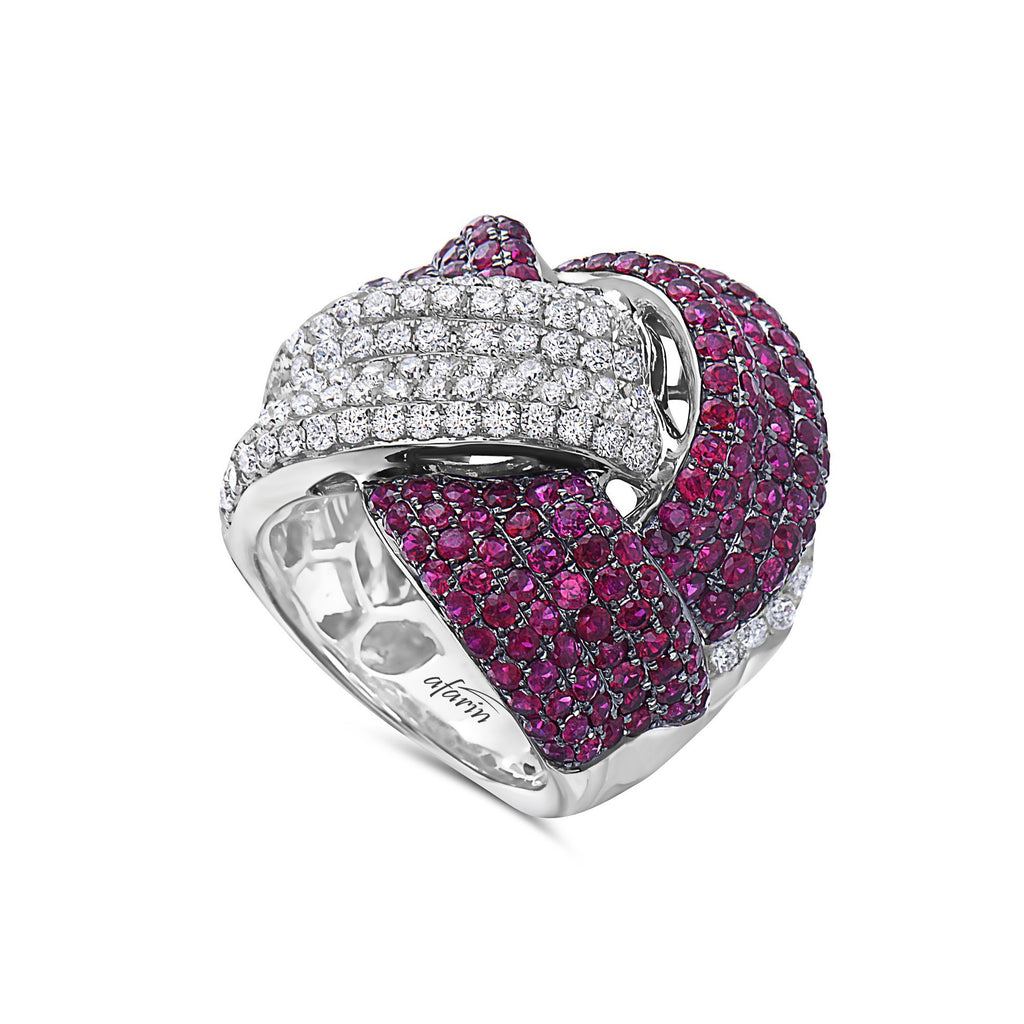 18k White Gold Ruby & Diamond Twist Ring (2.35ct)
